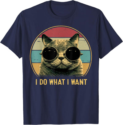 Vintage Cat Retro Store Co Retro I Do What I Want Funny Cat Lover, Cat Dad, Cat Mom T-Shirt