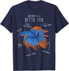 Cool Dog Gifts Betta Fish Siamese Fighting Fish Anatomy, Funny Aquarium Pet T-Shirt - Navy Blue
