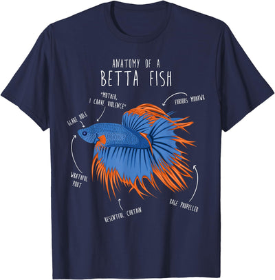 Betta Fish Siamese Fighting Fish Anatomy, Funny Aquarium Pet T-Shirt