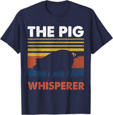 Funny Pig Farm Piggy Farmer Farming Gifts DAIMMER The Pig Whisperer T-Shirt - Navy Blue