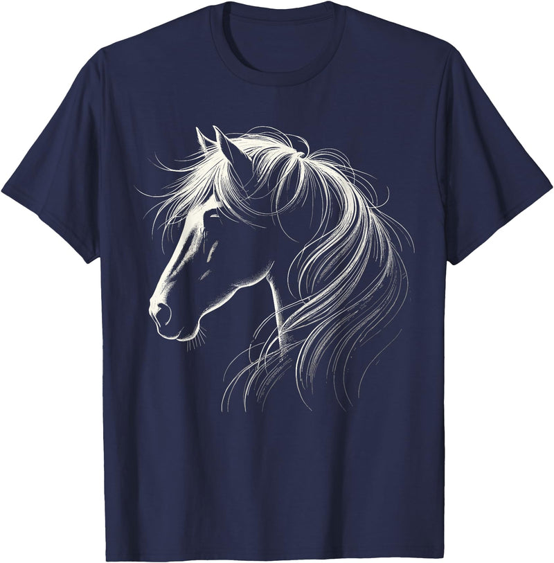 Funny Horse Riding Gifts Horse Silhouette Horse Riding Lover T-Shirt - Straight - Navy Blue