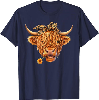Highland Cow Lover Western Cowgirl Cowboy Farmer Cute T-Shirt