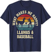 Llama and Baseball Lover Gifts Vintage Retro Baseball and Llama Lovers Vintage Funny Pet Sports cute T-Shirt - Navy Blue