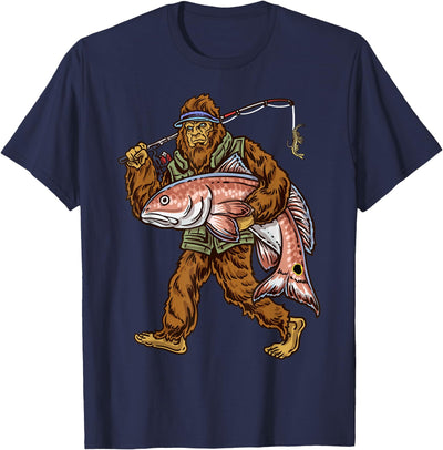 Redfish Fishing Hunting Bigfoot Fishermen T-Shirt