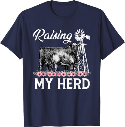 Cow Mother's Day Raising My Herd Heifer Farmer Funny Cows T-Shirt