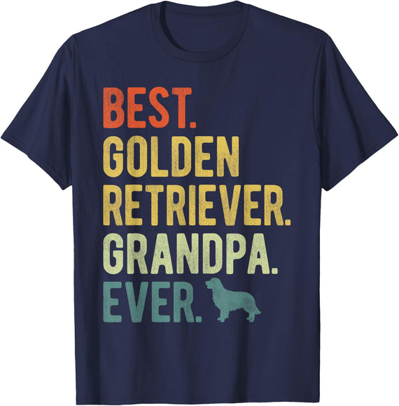 Best Golden Retriever Grandpa Ever Dog Lovers Father's Day Men Women T-Shirt - Navy Blue