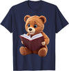 Funny Teddy Bear reading a book: Graphic for bear lovers T-Shirt - Navy Blue