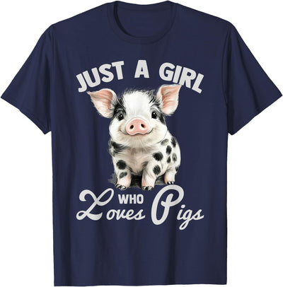 Just A Girl Who Loves Pigs Cute Spotted Pig Lover Gift T-Shirt
