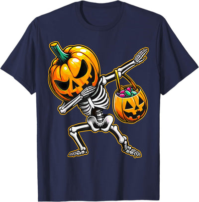 Funny Dab Skeleton Pumpkin Halloween Dabbing Skeleton Pumpkin Candy Funny Halloween T-Shirt