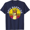 Funny Groovy Llama Alpaca Spit Happens Tees & Co. Funny Groovy Llama Alpaca Spit Happens Tee T-Shirt - Navy Blue