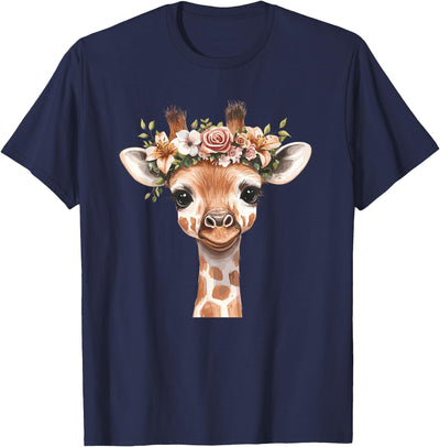 Cute Animal Flower Crown Giraffe T-Shirt