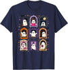 Cozy Spooky Aesthetic And Halloween Vibes Cute Halloween Kawaii Ghosts Spooky Season Costumes Fall T-Shirt - Navy Blue