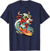 Surfing Cow Catching a Wave Surfer Design Co. Surfing Cow Catching a Wave Farmer Surfer Surf Time T-Shirt - Navy Blue