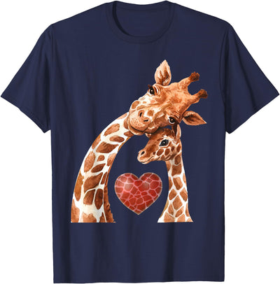 Baby and Giraffe Mom Shirt New Mom Heart Cute Giraffe T-Shirt
