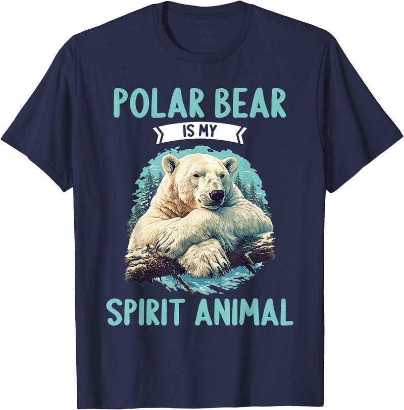 Polar Bears Polar Bear Lovers Shop Polar Bears Polar Bear is my spirit animal T-Shirt - Navy Blue