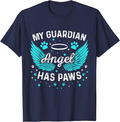 Cat and Dog Lovers Pet Loss Dog Or Cat My Guardian Angel Has Paws Pet Memorial T-Shirt