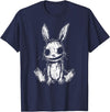Evil Creepy Bunny Rabbit Alt Goth Grunge Horror Aesthetic T-Shirt in Navy Blue