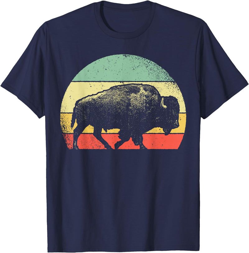 Bison Lover Gifts Wildlife I Bison Natural Reserve Vintage Buffalo Graphic Crew Neck Short Sleeve Regular Fit T-Shirt -