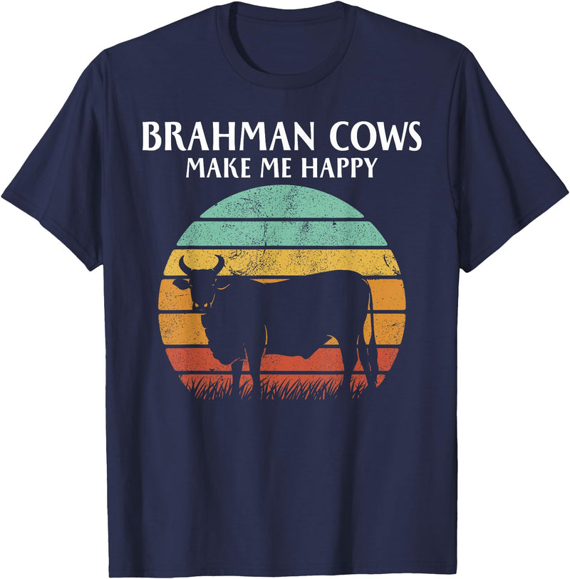 brahman cows make me happy T-Shirt - Navy Blue