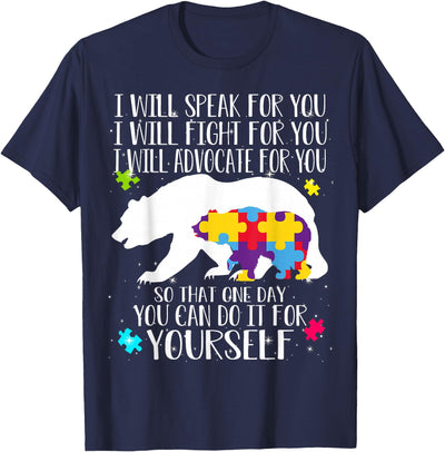Mama Papa Bear Autism Awareness For Women Men T-Shirt