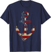 Buffalo Anchor Tees Company American Flag Anchor Shirt Patriotic Military July Navy USA T-Shirt - Navy Blue