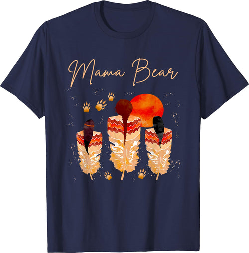 Proud Indigenous Native American Gifts Mama Bear Proud Native American Women Indigenous T-Shirt - Navy Blue