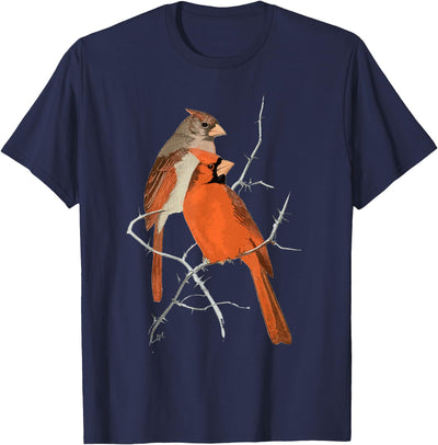Red Cardinal Bird Male Female Vintage Red Cardinal Bird T-Shirt