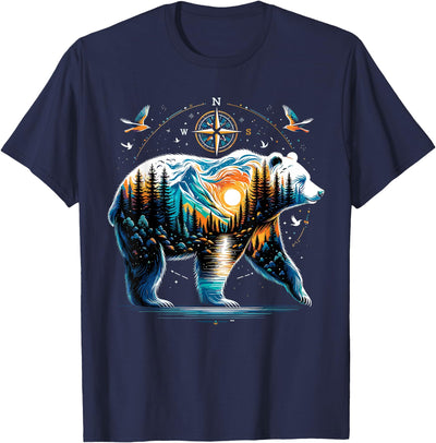 Bear Hiking Grizzly Bear Camping Camper T-Shirt