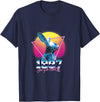 Chinese Year of Rabbit 1987 Birthday Zodiac Retrowave Retro T-Shirt in Navy Blue