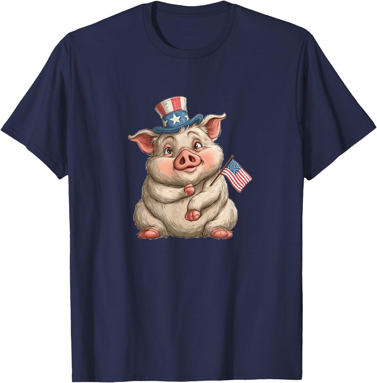 USA Pig Outfit Awesome US Pig T-Shirt - Navy Blue