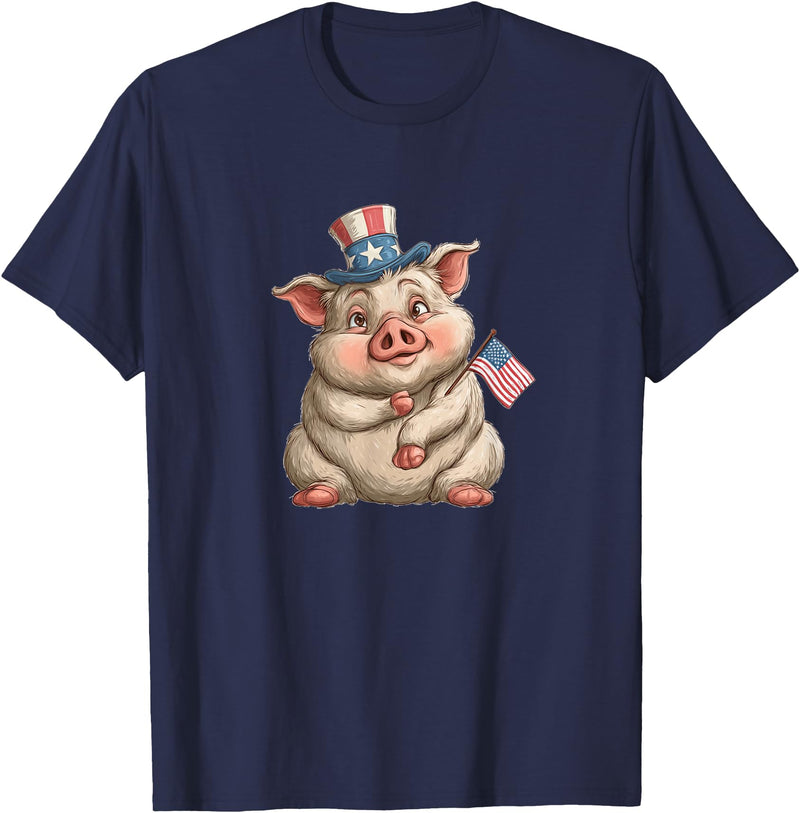 USA Pig Outfit Awesome US Pig T-Shirt - Navy Blue