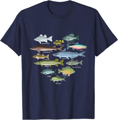 freshwater fish identification heart shape Species Fishing T-Shirt