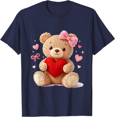 Be My Valentine Cute Crochet Yarn Teddy Bear Love T-Shirt