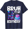 Llama Lover Gift Co. Bruh Its My Birthday Llama Pinata T-Shirt - Navy Blue