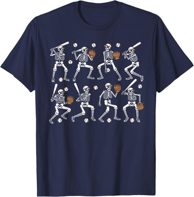 Funny Halloween Baseball Skeletons Play Baseball Boys Kids T-Shirt