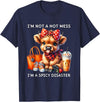 Cute Highland Cow I'm Not A Mess I'm Not A Hot Mess I'm A Spicy Disaster Cheeky Highland Cow T-Shirt - Navy Blue