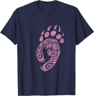 Pink Bear Paw Print Grizzly-Claw Girl Kids T-Shirt