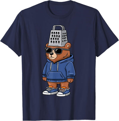 Funny Bear with Cheese Grater Hat Sunglasses Bear Lover Boys T-Shirt