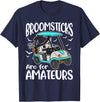 Broomsticks Are For Amateurs Golf Cart Halloween T-Shirt - Navy Blue