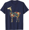 We Love Llamas & Alpacas - Peru Souvenirs Co. Llama Alpaca Floral Colorful Flowers Peru Peruvian Souvenir T-Shirt - Navy Blue