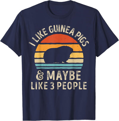 I Like Guinea Pigs and Maybe 3 People Guinea Pig Retro Men T-Shirt