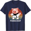 Animals Puns Pig Karate Pork Chop Pun T-Shirt - Navy Blue