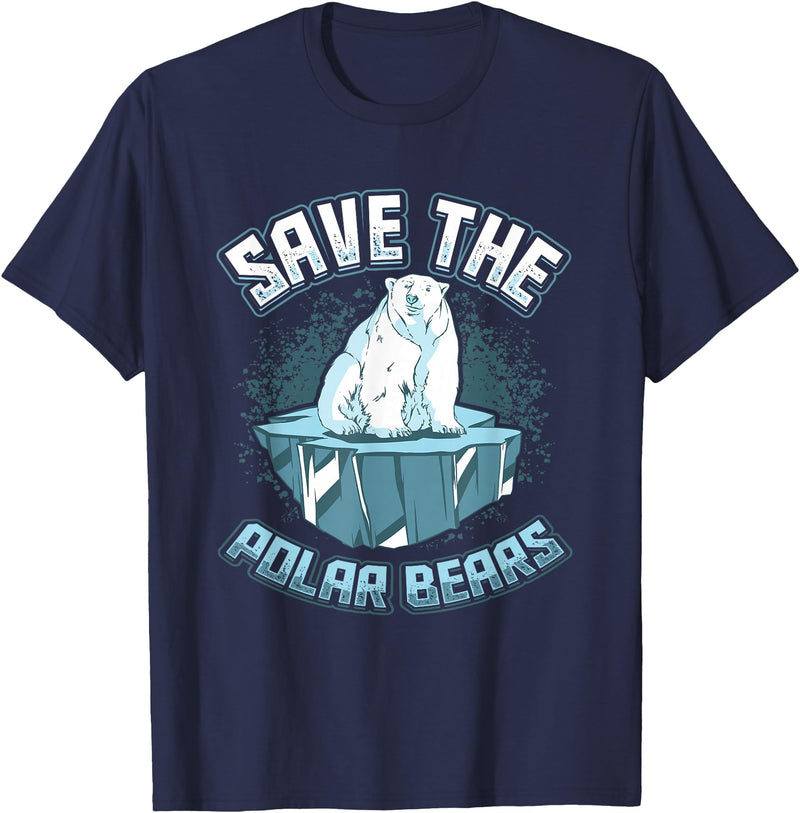 Save Animals Message Animal Rights Activists Save The Polar Bears T-Shirt - Navy Blue