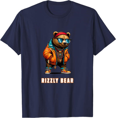 Rizzly Bear Cool Grizzly Bear Wearing Sunglasses Rizz Slang T-Shirt