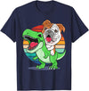 English Bulldog Funny Dinosaur Kids Mom Gift Tees Funny English Bulldog Riding Cute T-Rex Dinosaur Dog Mom T-Shirt - Navy