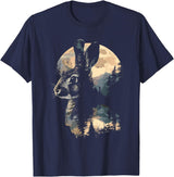Rabbit Mountain Landscape Nature Wildlife T-Shirt in Navy Blue