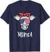 Funny Merica Cow America 4th Of July Retro Vintage Merica American Cow American Flag Retro Vintage Patriotic T-Shirt - Navy