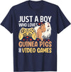 Guinea Pig Gifts for Gamer Co. Just a Boy Who Loves Guinea Pigs and Video Games Gaming T-Shirt - Navy Blue