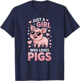 Pig Shirts & Gifts for Girls Girls Pig T-Shirt - Navy Blue