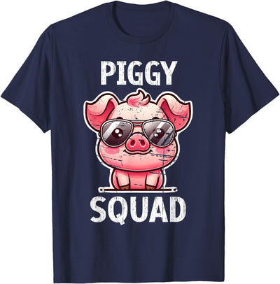 Funny Pig Wearing Sunglasses Piggy Squad Farm Farmer T-Shirt